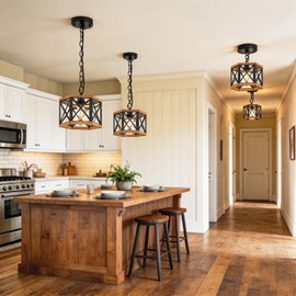 2 Pack Rustic Farmhouse Pendant Light Kitchen Island, Hanging Light Fixture