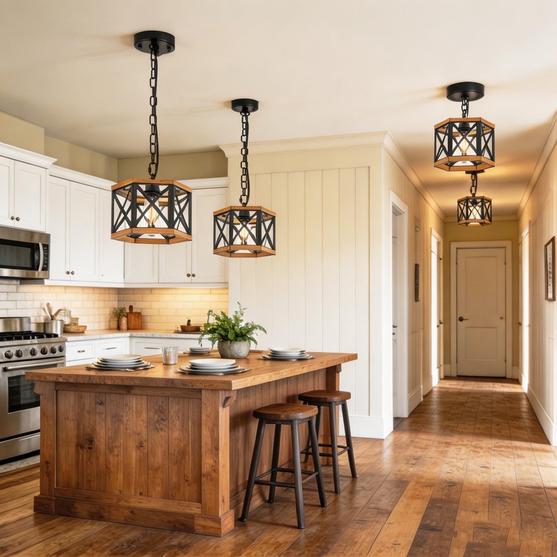 2 Pack Rustic Farmhouse Pendant Light Kitchen Island, Hanging Light