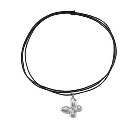 Gold Butterfly Pendant Necklace for Women Adjustable Black Woven Rope Chain Fashion Holiday Insect Rebirth Theme Party Dress Accessories Jewelry (Silver)