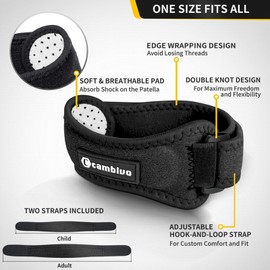 Cambivo 2 Pack Knee Braces for Knee Pain Patella Knee Support Strap Adjustable Patell