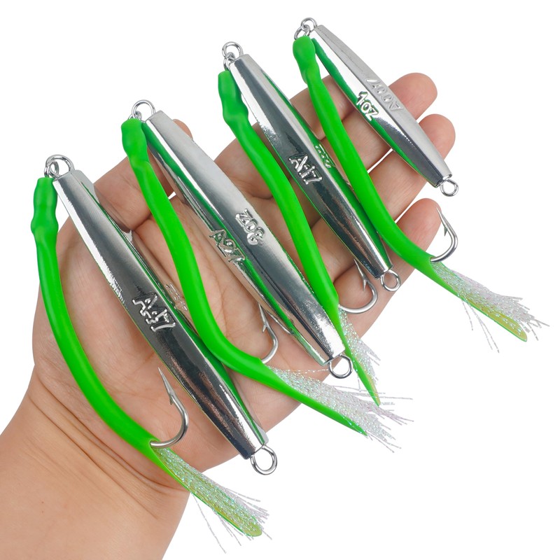 Diamond Jigs Fishing Saltwater Lures with Split Tube Tail and