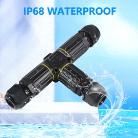 MELIFE 3PCS IP68 Waterproof Electrical Cable Connector, Outdoor 3 Pin T Shape Junction Box, Electrical Wire Connector for 5-9mm/9-12mm Wire Range