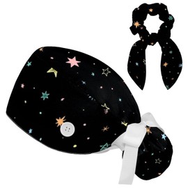 Mariposas margaritas - Gorra quirúrgica de enfermera, para mujer, de pelo largo, para cola de caballo, Multicolor 4, Talla única