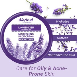 Biofresh cosmetics Via Natural Lavender Day Cream and Night Cream with Lavender Oil, Face Cream for Men and Women for Dry Skin, Face Care, Moisturising Cream, Skincare 100 ml