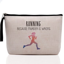 Running Lover Gifts Running Gifts for Women Her Girl Runner Makeup Bag Cosmetic Pouch Cross Country Funny Unique Humor Novelty Sarcasm Travel Makeup Bag for Runners Teens Zipper Toiletry Bag Organizer