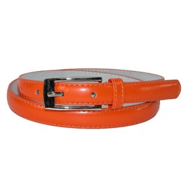 CTM® Women's Skinny Leather Dress Belt, Medium, Orange