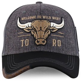 Trendy Apparel Shop Bull Embroidered Western Snapback Trucker Cap - Charcoal Black 2