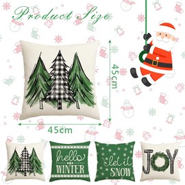Jiahuade Linen Decorative Cushion, 4 Pieces Cushion Cover Christmas, Decorative Cushion Cover, Christmas Cushion Cover, Deep, Cushion Cover Christmas Motif (G)