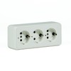 White Surface-Mounted Socket 3-Way Child Protection Fireproof