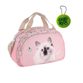 Goldkids - Sporttasche Kinder für Mädchen & Jungen - Umhängetasche mit Katze Motiv - Schwimmtasche mit verstärktem Boden - Trainingstasche 39 cm x 24 cm x 12 cm