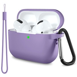 Lerobo for Airpods Pro Case with Keychain & Lanyard Accessories - Full Protective Silicone Skin - Front LED Visible - Lavender Purple