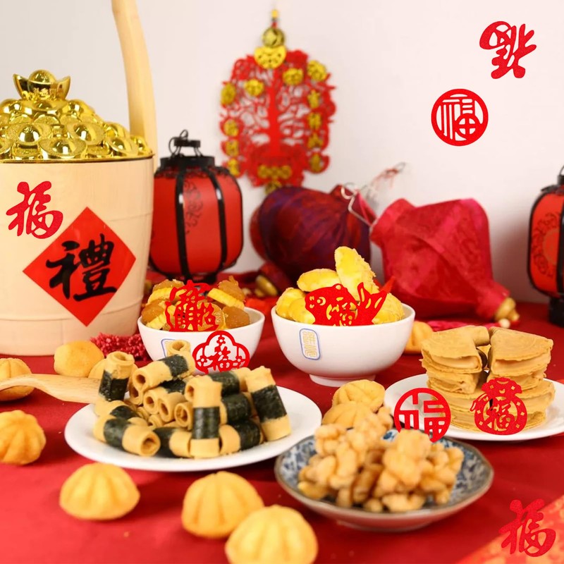 HOWAF 140pcs Chinese New Year Decorations centerpieces,Felt Fu Character for