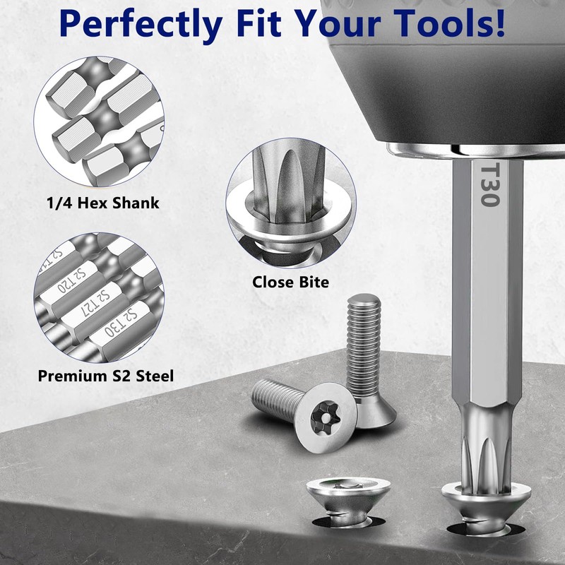 Bkkvim 14Pcs Torx Star 6-Point Screwdriver Bit Set, Magnetic Security