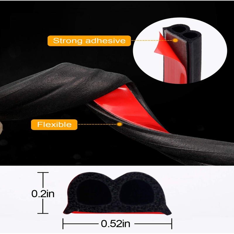 32FT/10M Universal Car Weather Stripping, Self Adhesive Automotive Door Rubber