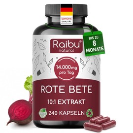RAIBU Beetroot Capsules - High Dose Natural Nitrates, 240 Vegan Capsules
