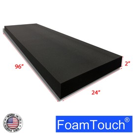 FoamTouch 2" Thick x 24" Wide x 96" Long Charcoal High Density Foam, Charcoal Foam Ideal for Couch Cushion, Bench Cushion, Seat Replacement, Wheelchair Seat Cushion and More