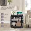 Barnyatoh End Table with Charging Station, Farmhouse Nightstand with Glass