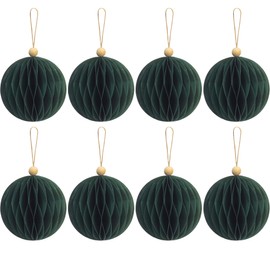 KI Store 8pcs Green Paper Christmas Baubles with Magnetic Closing 8cm Paper Christmas Tree Decorations Ornaments for Xmas Tree