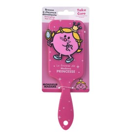 Mr Men Madame Princesse Detangling Paddle Hair Brush, Cute 3D and Functional Rectangular Design for All Hair Types, Gentle on Tangles for Kids and Adults