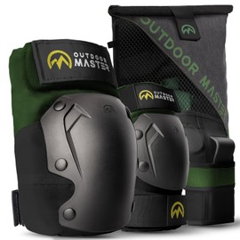 OutdoorMaster Adult Knee Pads and Elbow Pads Set - Skate Pads Set with Wrist Guards - Skating Protective Gear for Adult & Youth - Green, M - [6pcs]