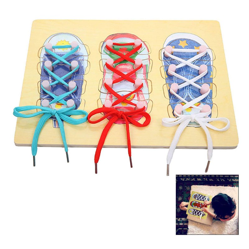 Linian Kids Shoes Tie Training Educational Toy for Boys Girls