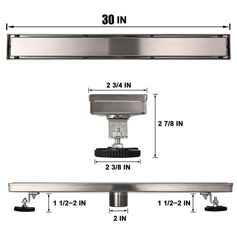 AVSIILE Linear Shower Floor Drain, 30 Inch Brushed Nickel 304