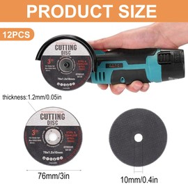 Angle Grinder Discs, 76mm Cutting Disc, 12 Pcs Stainless Steel Cutting Discs, Angle Grinder Wood Cutting Discs, Strong Cutting Discs for Fast & Precise Cutting Metal Wood