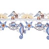 Generisch Maritime Stangendeko Muscheln Seepferdchen blau Plauener Stickerei (17x96 cm)