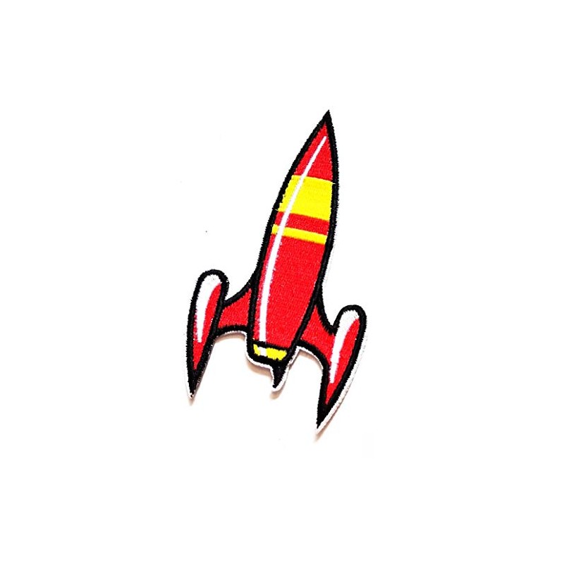 Nipitshop Patches Red Plane Rockets into Space Patches Sticker Cartoon
