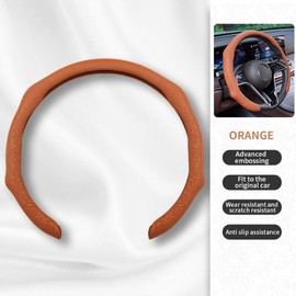 Napa Nappa Embossed Leather Steering Wheel Cover - Non-Slip, Wear Resistant, Ultra-Thin - Universal Grip Cover for Four Seasons - Color: NAPA(Embossed)-Orange