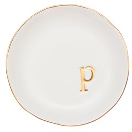 COLLECTIVE HOME - Ceramic Jewelry Tray, Decorative Trinket Dish for Rings Earrings Necklaces Bracelet Watch Keys, Birthday Mother's Day Christmas Gift for Women, 4.75", White Surface (P)