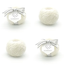 Knitberty Wovy Fancy Premium Soft Hair Sparkling Fluffy Merino Wool Lurex Nylon Blend 1 Ply DK Yarn for Knitting Crochet Multicolor 200G (Ecru, 200G)