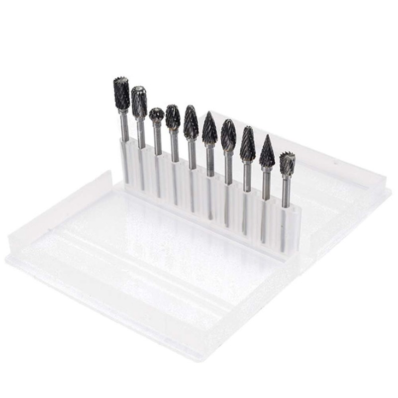 Double Cut Carbide Rotary Burr Set - 10 Pcs 1/8"