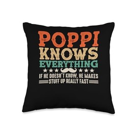 Poppi know Everything Funny Father's day gift for Grandpa Throw Pillow