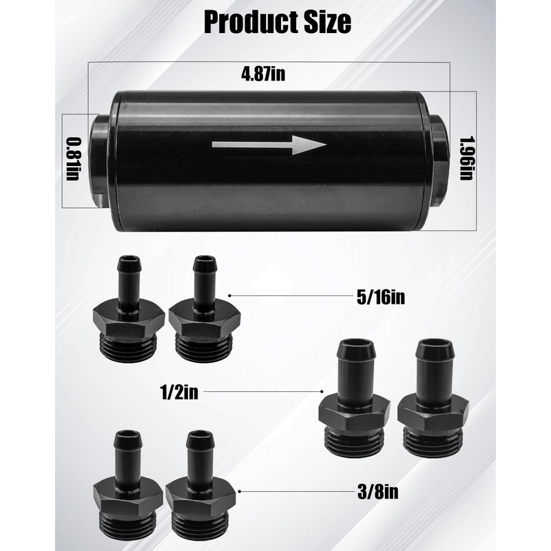 10 Micron Inline Fuel Filter Fit for Gasoline Diesel E85