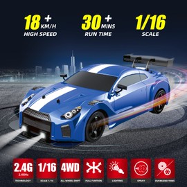 Sakeye RC Drift Car, Drifting RC Car 1/16 2.4GHz 4WD Remote Control Cars, Rechargeable Drifting Cars 18KM/H+ High Speed RC Racing Vehicle with Spray Cool Lights Toy Car for Kids Boys