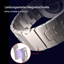 synsing 26 mm Titanium Magnetic Metal Quick Fit Bracelet Compatible with Tactix 8 51 mm/Instinct 3 50 mm/Fenix 8 51 mm/Fenix 7X Pro, 22 mm Bracelet for Tactix 8 47 mm/Descent G2/Fenix 8 47 mm