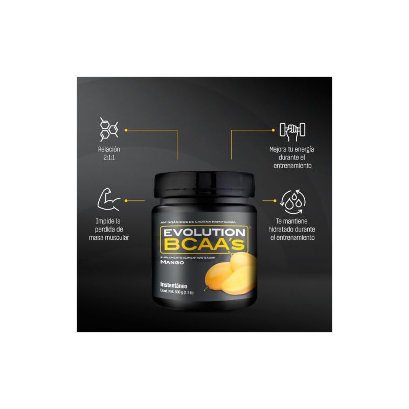 Evolution BCAAs Aminoácidos Sabor Mango 500g Polvo