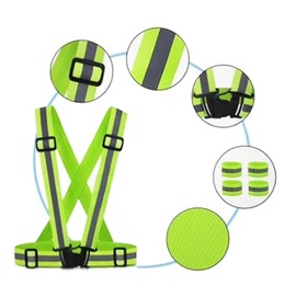 Leadigol 2 Packs Reflective Vest, 360° High Visibility Reflective Strap Safety Vests,Adjustable Elastic Safety Vest Outdoor Gear Reflective Sport Gear for Cycling Running, Green, One Size