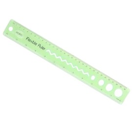Regla de Plástico Flexible, 30 cm, Transparente (Verde)