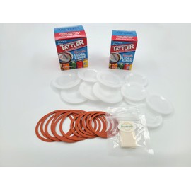 Reusable Canning Lids Bundle Includes 12 Wide and 12 Regular Mouth Tattler Lids and Rings and 24 Dissolvable Sunivale Jar Labels For Use With Hot Water Bath and Pressure Canning Methods Made in USA