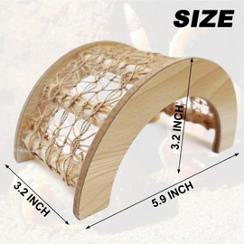 Hermit Crab Climbing Arch Bridge Wooden and Rope Hermit Crab Climbing Toys Hermit Crab Supplies Small Animal Cage Accessories for Hamster Lizard Chameleon Reptile