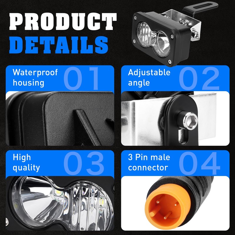 Baja Light for Ebike Upgrade Headlight ridstar Q20 6500K 20W