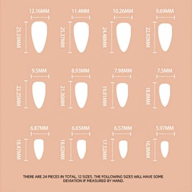 24pcs Long Coffin False Nails Cat Eye Press on Nails Blush Red White Ombre Stick on Nail with Rhinestone Design Removable Glue on Acrylic Fake Nail Accessories for Women Girls