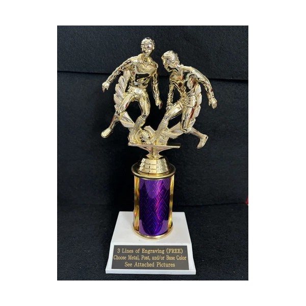 Unbranded Double Action Wreath Soccer Male Trophy With 3” Post.
