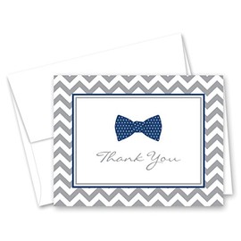 50 Cnt Little Man Bow Tie Baby Shower Thank You Cards (Navy)