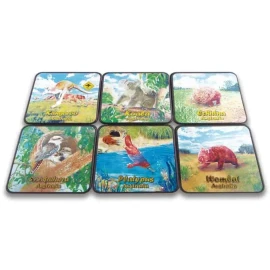 I Love Aus Aussie Animals Square Coasters 6 pack