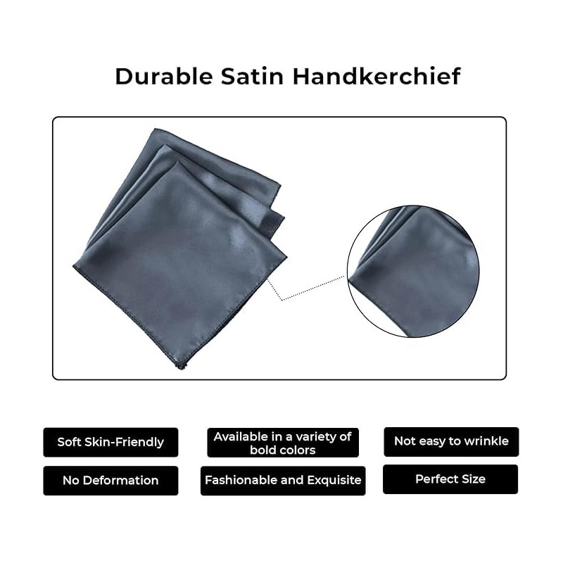 Mens Navy Blue Hanky Handkerchief Pocket Square Plain Satin Solid