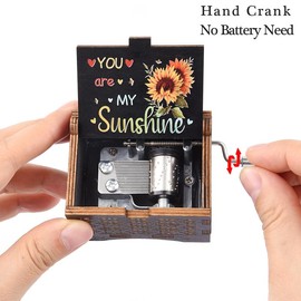 Music Boxes You are My Sunshine,Unique Hand-cranked Wooden Engraved Vintage Music Box, Anniversary Wedding Birthday Gift for Boyfriend Wife Girlfriend mom