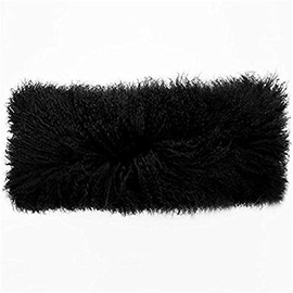 Seek4comfortable Mongolian Lamb Fur Throw Pillow Cover | Real Fur Decorative Cushion Cover Pillow Case for Living Room Bedroomï¼12'' x 20'', Black